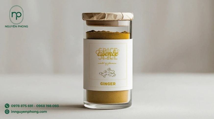 Mẫu nhãn dán gia vị dán quanh lọ